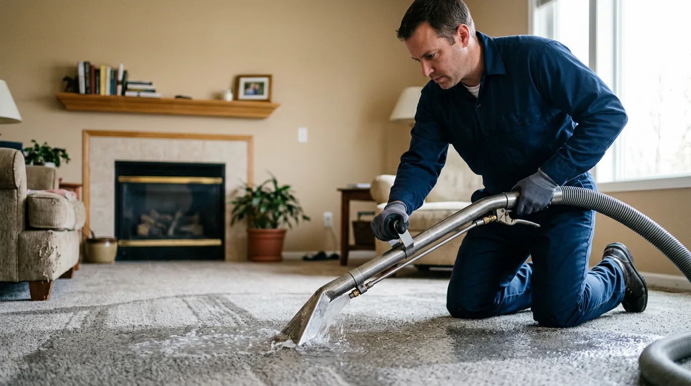 Water damage restoration technician working near Bethel, NC